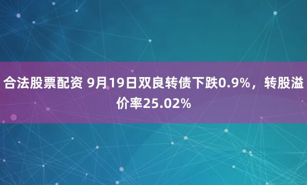 合法股票配资 9月19日双良转债下跌0.9%，转股溢价率25.02%